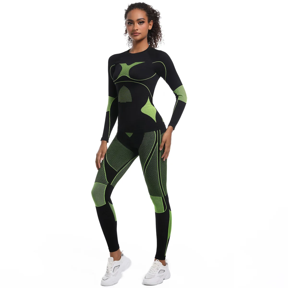 Mulheres menina conjunto de roupa interior de esqui fitness treino térmico ginásio esqui snowboard esporte correndo yoga exercício terno longo johns 01