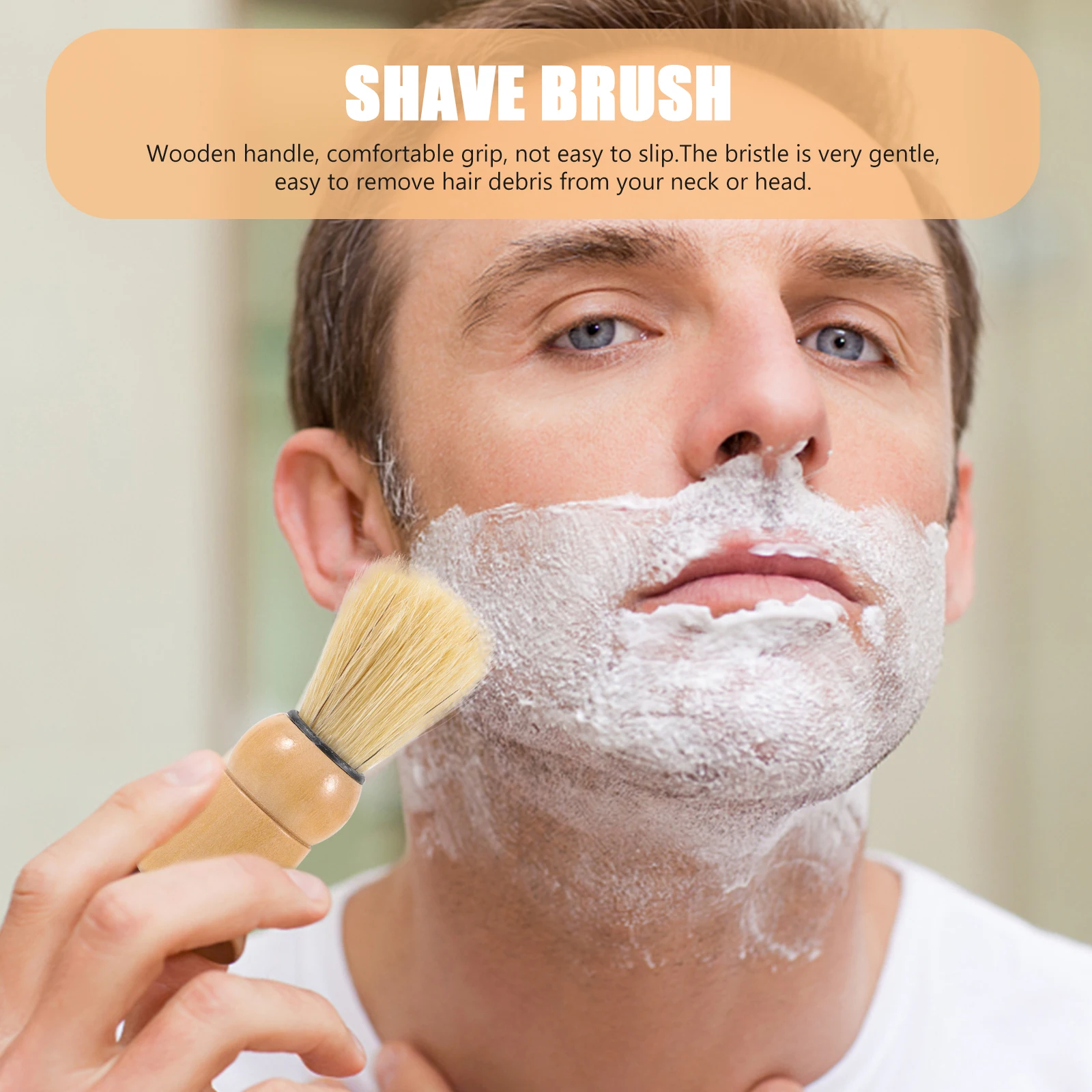 

Wood Beard Brush Shaving Tool Bristle Gifts Gentle Foaming Hairdressing Non Slip Handle Soft Comfortable Men Salon