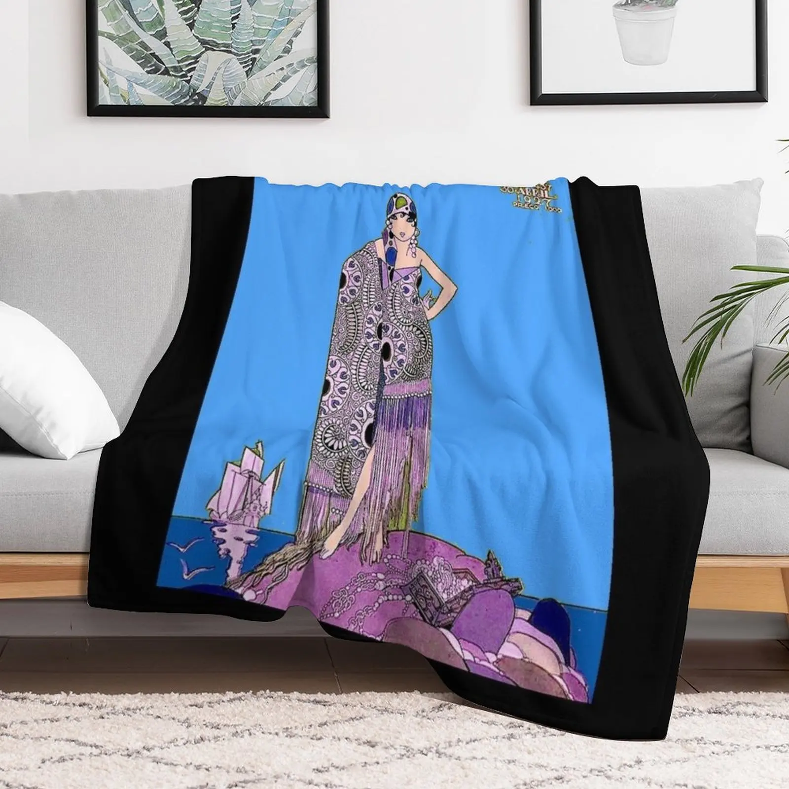 TODOS MAGAZINE : Vintage 1927 Flapper Pirate Print Throw Blanket Thin Thins Blankets