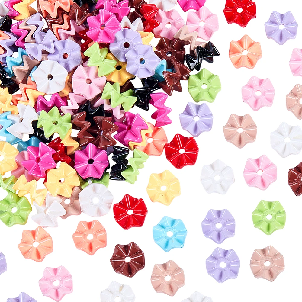 200pcs Wavy Edge Acrylic Beads Opaque Colorful Wave Abacus Spacer Beads DIY Lanyard Bead Charms for Jewelry Making Necklace