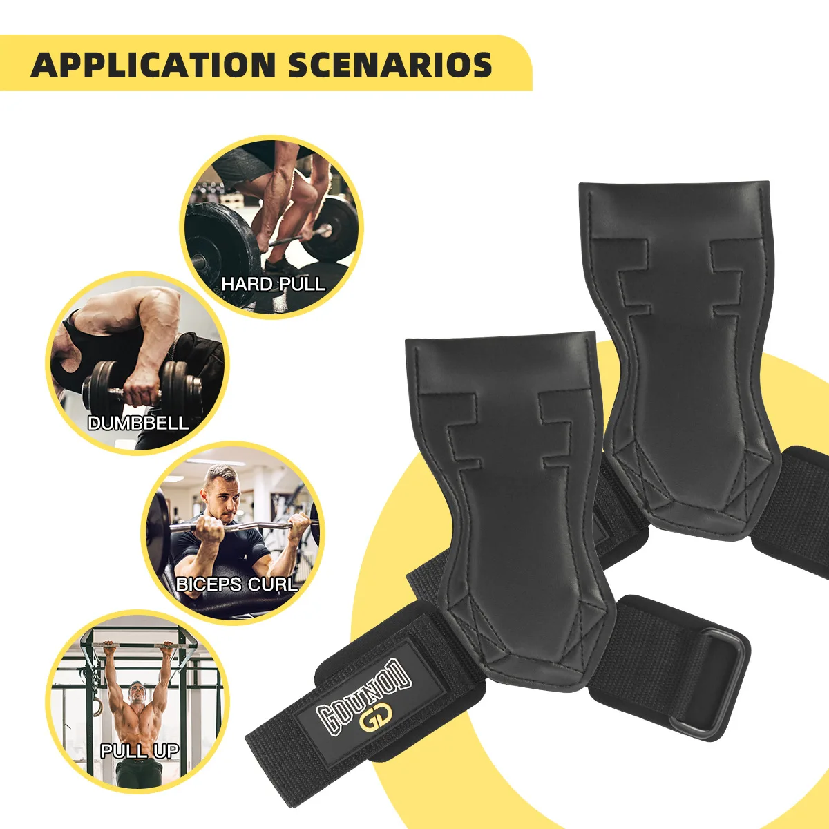 PVC Cowhide Palm Protector Fitness Gloves Anti Slip and Wear-resistant Wrist Support Gym Grip Strap for Weightlfting