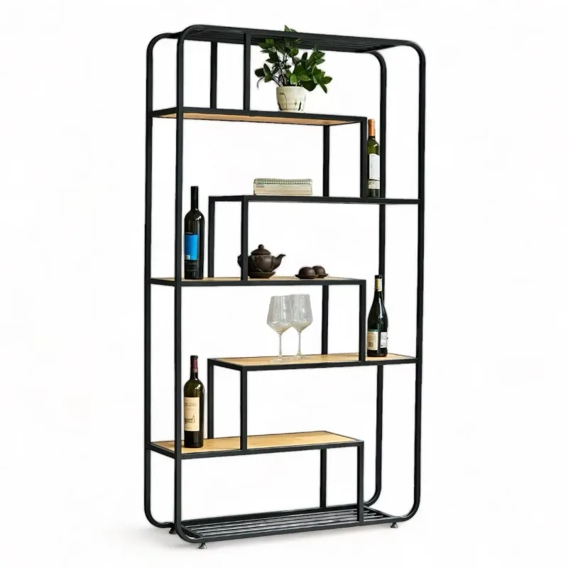 Modern, living room decoration rack iron frame wooden top 100x30x180 cm rectangular home kitchen bathroom decoration