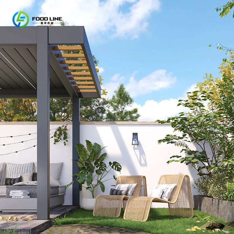 Motorized Aluminum Pergola Powder Coated Finish for Garden Outdoor Shade Commercial Custom