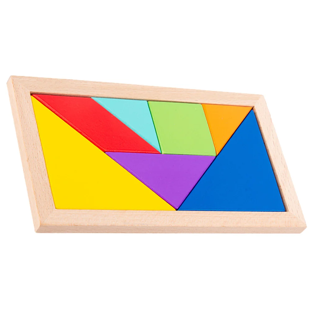 1 conjunto de madeira de faia tangram bordas suaves aprendizagem geometria reconhecimento de cor quebra-cabeça educacional de madeira jogo de cérebro