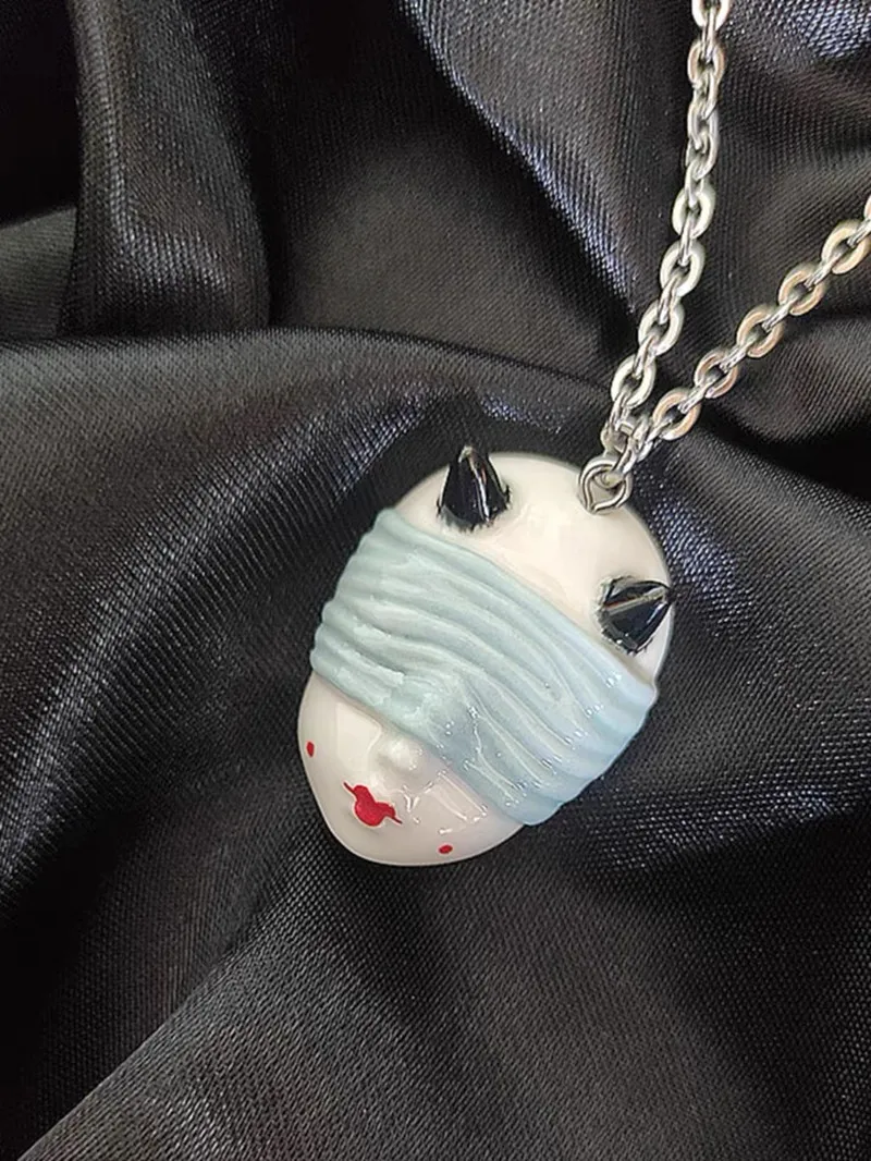 jewelry China Hand-painted Ceramic necklace doll Mask Cosplay Pendant Necklace For Women Charm Jewelry Gifts hip hop chain