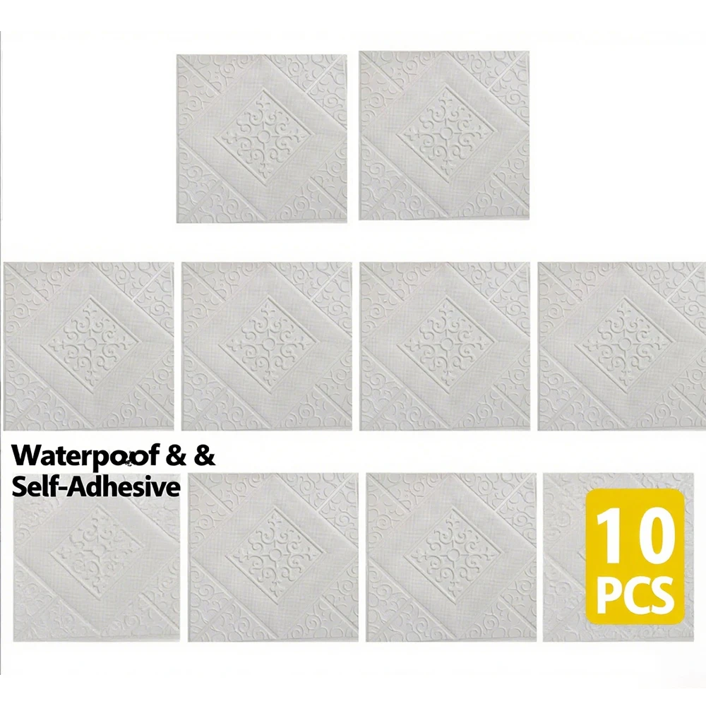 

10 упаковок/лот, 3D наклейка на стену из пенопласта, мягкая самоклеящаяся панель, водонепроницаемые обои для гостиной, украшение для дома, плитка из пенопласта