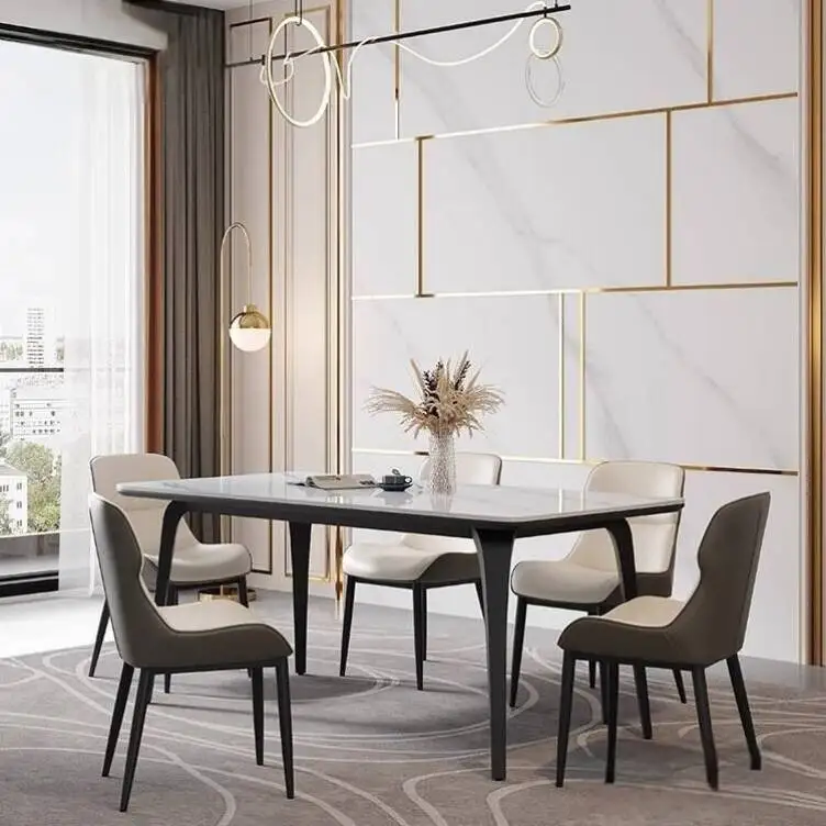 Dining table and chairs, small home rectangular dining table, elephant leg stone dining table
