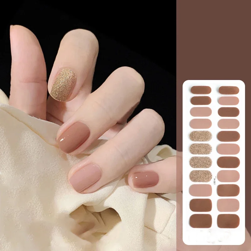 22 Finger Vollhärtende Nagelfolien Farbverlauf Glitzer Pailletten Nagellack-Gel-Film Wasserfester Langlebiger Nagelaufkleber
