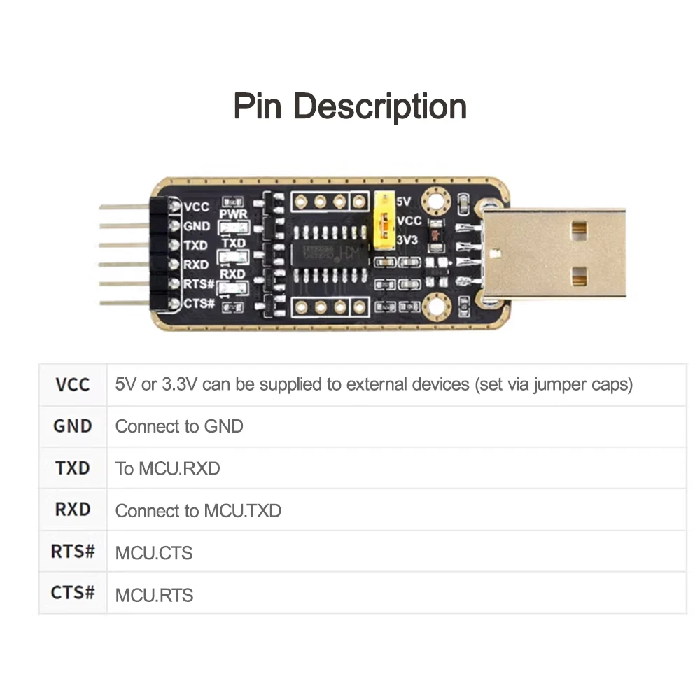 CH343G USB To UART/TTL Serial Communication Module, Micro / Mini / Type-A / Type-C Connectors, High Baud Rate Transmission