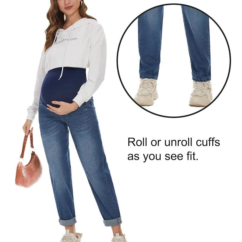 Maternity Jeans for Spring and Fall Abdominal Support Slimming Loose Harem Pants Fashionable And Versatile Jeans