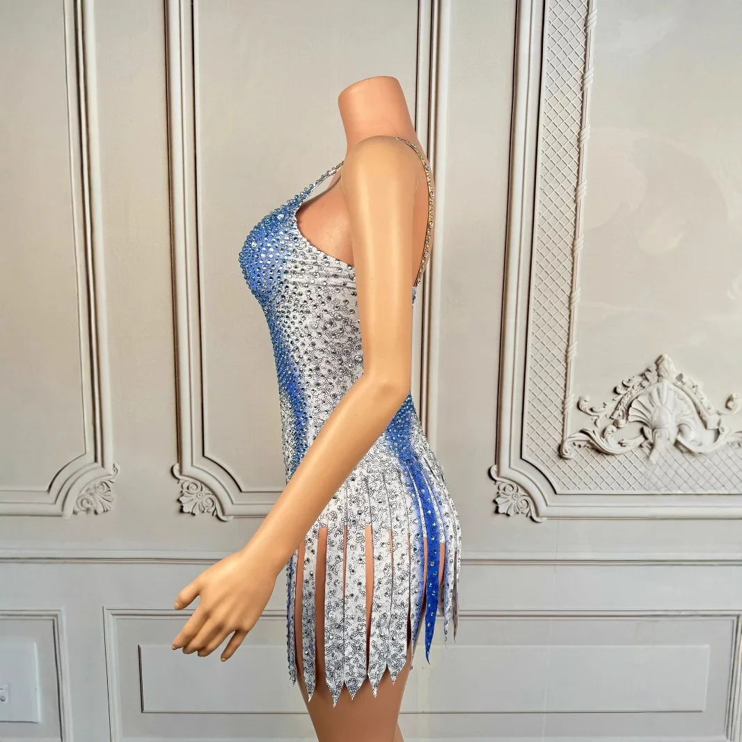 의상 소녀 그룹 나이트 클럽 바 전체 다이아몬드 서스펜더 냉동 Onesie 여성 가수 댄스 팀 Vestido Cerimônia Mulher Elegante