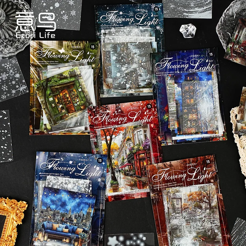 

Moment Light Sticker Pack Rainy Day Decoupage Theme Collage Decoration Material for Scrapbook Craft Supply