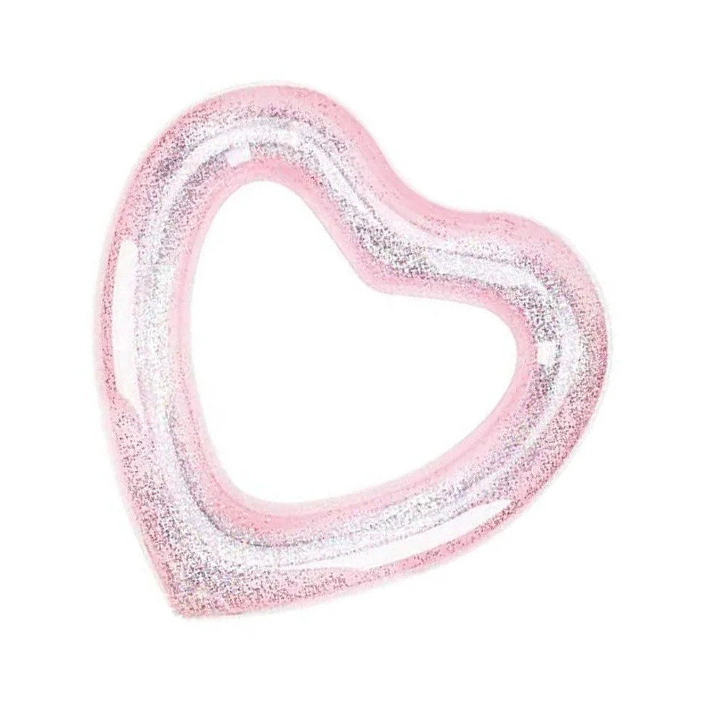 

Glitter Heart Pool Float Inflatable Swim Ring for Adults Waterproof Sealed Safe for Beach Party Pool River Summer Water Fun