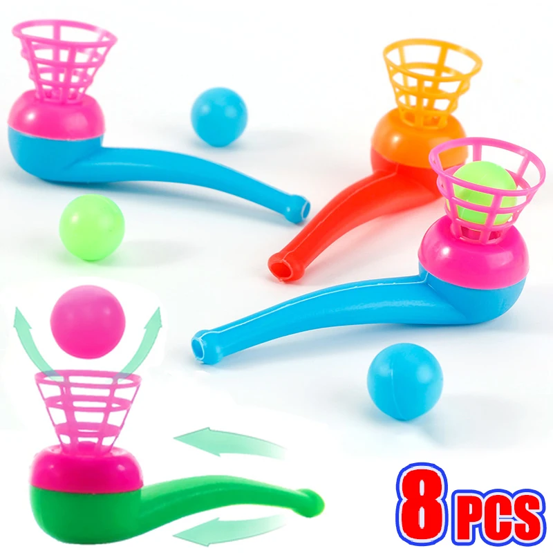 

2-8pcs Plastic Floating Toys Kids Pipe Blowing Ball Intelligence Games Outdoor Games Parent-child Educational Toys Party Gifts