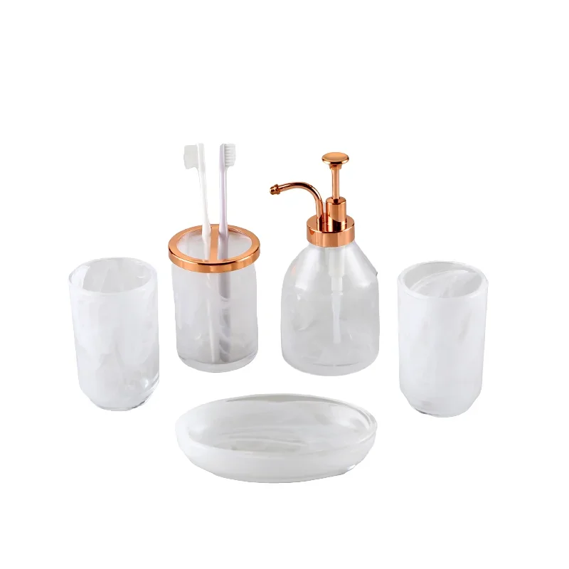 Glass Wash Kit Hotel Soap Dispenser Dish Rinse Cup Set Bathroom Five Piece Home Accessories