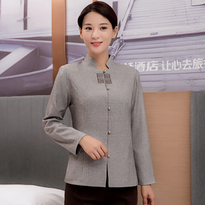 

Long Sleeve Cleaning Uniform for Women Hotel Guest Room Attendant Workwear Autumn Winter Property FloorPANew Fashion Clothing