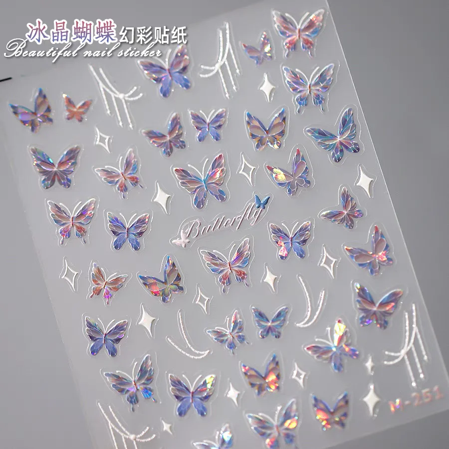 1Pc Shell Light Butterfly Stickers Face Tattoo Sticker Pearlescent Pink Dreamy Korean Style Self Adhesive Sticker for Face Decor
