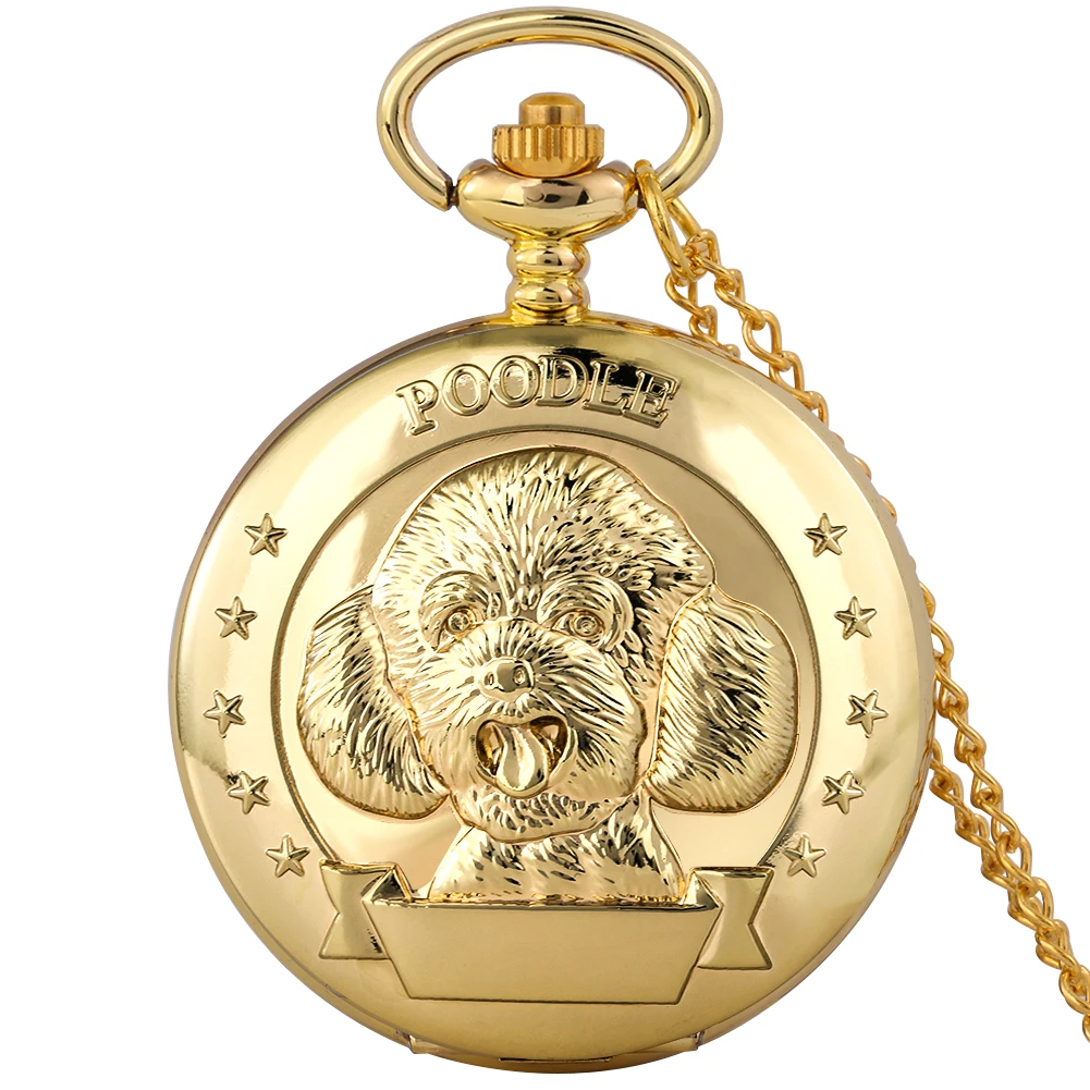 Pug Dog Pet Dogs Sweater Necklace Quartz Pocket Watch Luxury Golden Alloy Animal Jewelry Clock Birthday Gifts as Collectibles