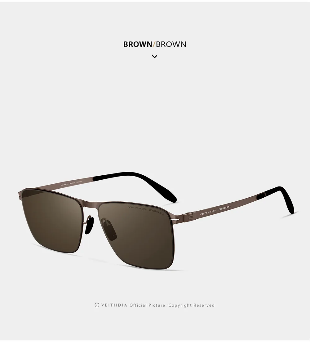 VEITHDIA Marken-Herrensonnenbrille, quadratisch, aus Edelstahl, hochauflösende Nylon-Gläser, polarisierte Brille mit UV400-Schutz 8210 – Detail 20