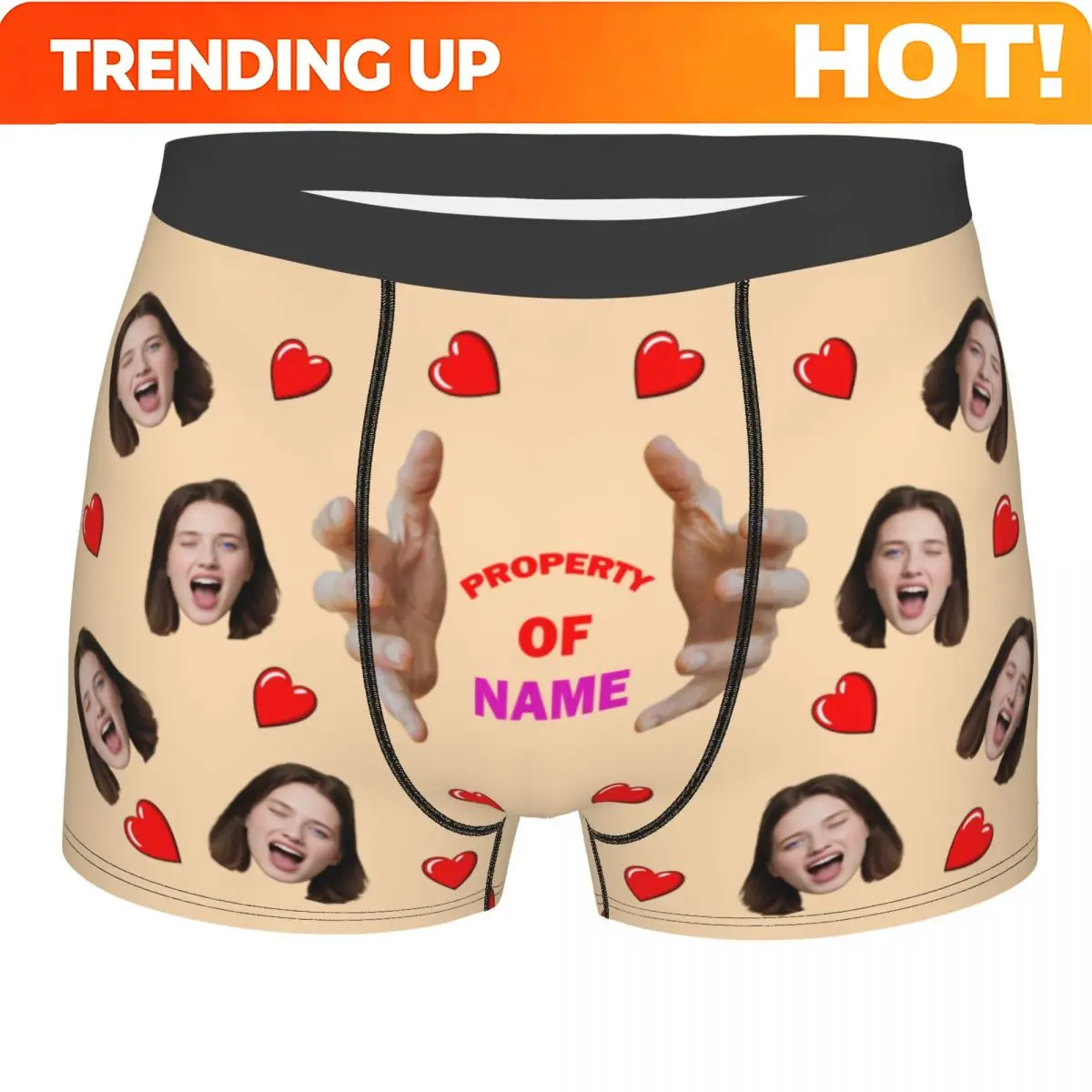 Personalized Custom Face Photo Boxers Briefs Male Comfortable Design Your Text Name Underwear Valentine's Day Gift For Husband
