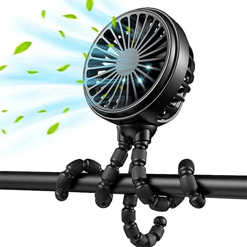 Portable air-cooling octopus baby stroller fan - Flexible tripod clamp-type fan - Suitable for outdoor use with baby stroller