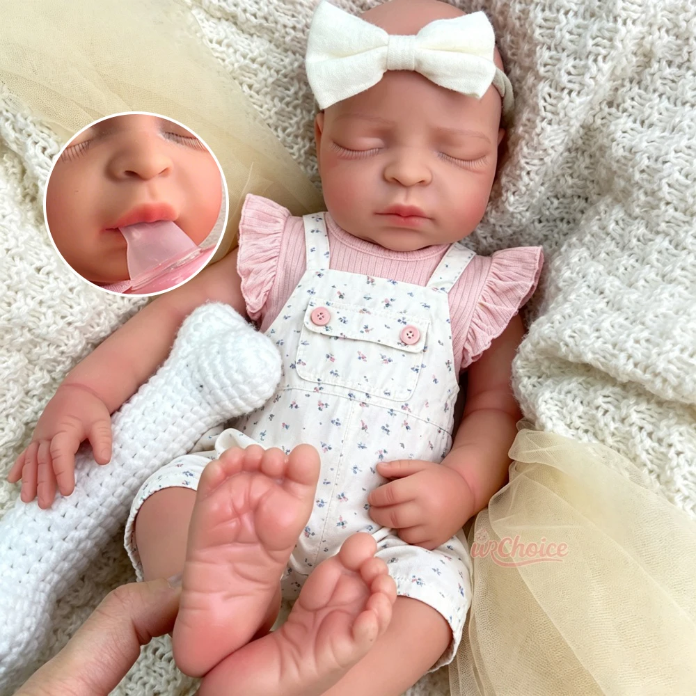 44cm Handmade Painted Full Silicone Reborn Doll Weighted Body Lifelike Newborn Doll Anatomically Correct Collectible Toy