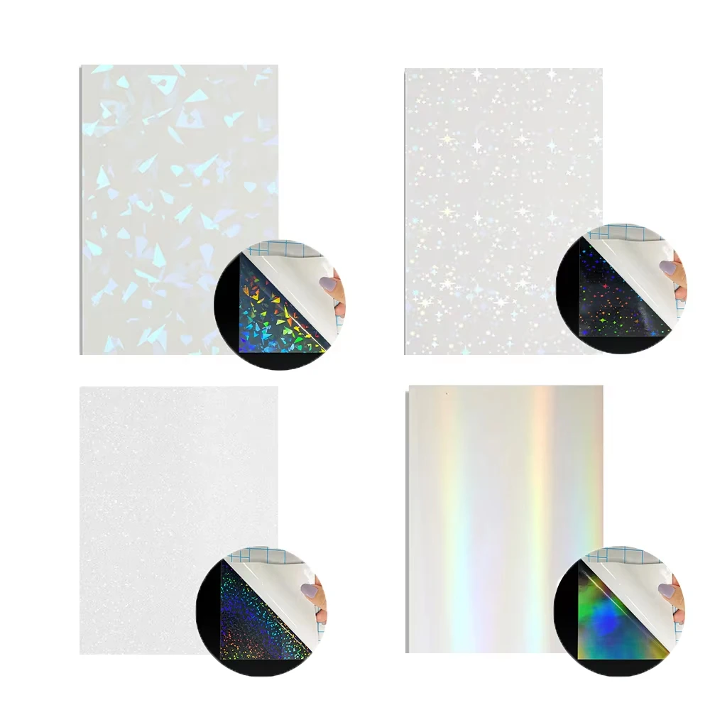 10 Sheets Waterproof Cold Laminating Film A4 Hologram Star Dot Self-adhesive paper film DIY Package Card Photo Laminating Film