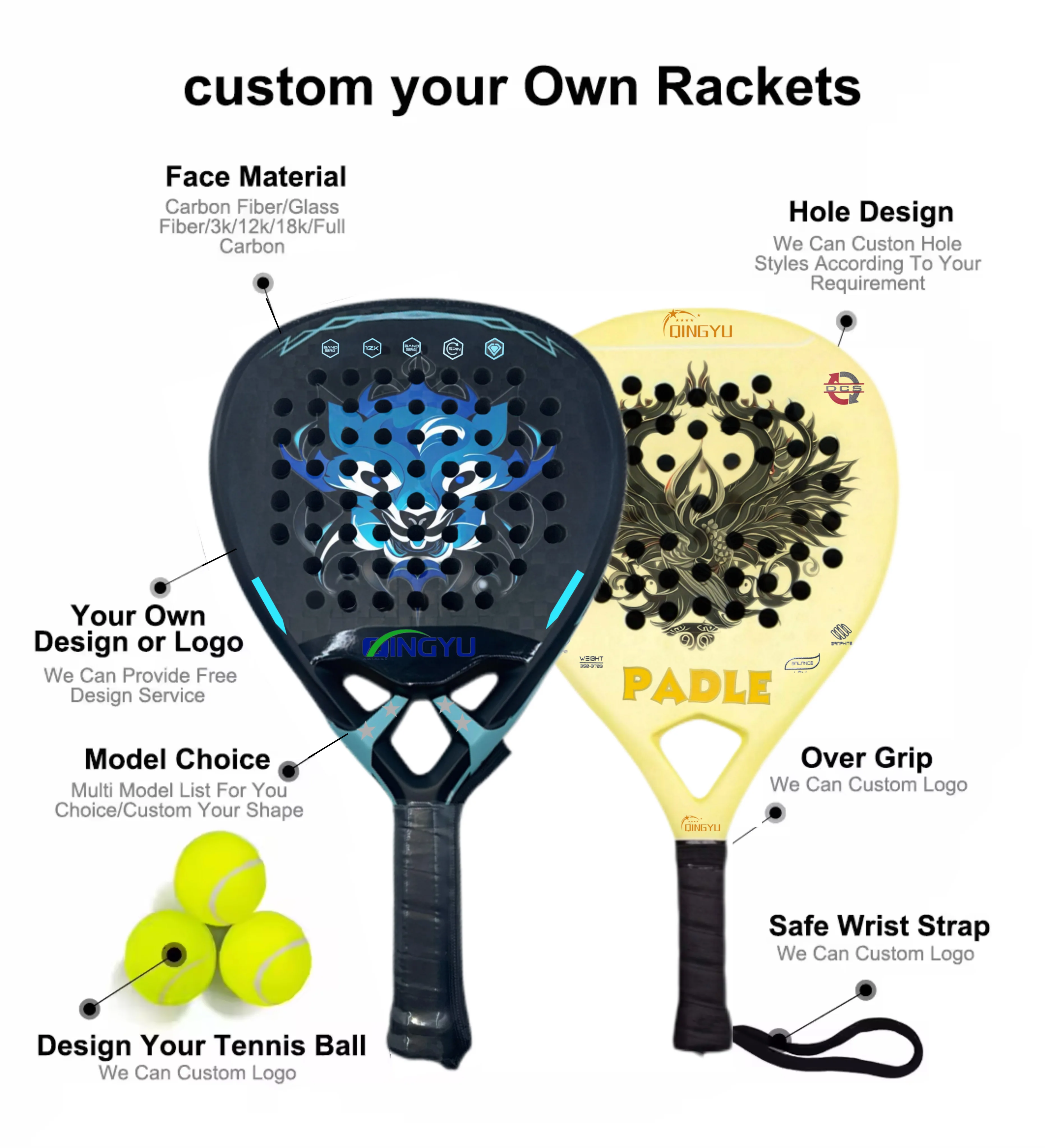 Unique Design Professional Player Carbon Fiber 3K 12K 18K Kevlar Padel Hybrid Rackets Beach Tennis Racket