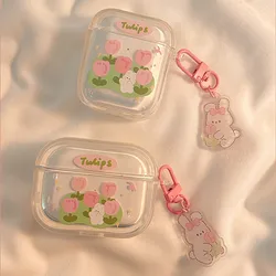 Pink Tulip Flower For Apple AirPods 1 2 pro Bluetooth Headphone Cover 3rd Generation Silicone Soft Cover Protective Case