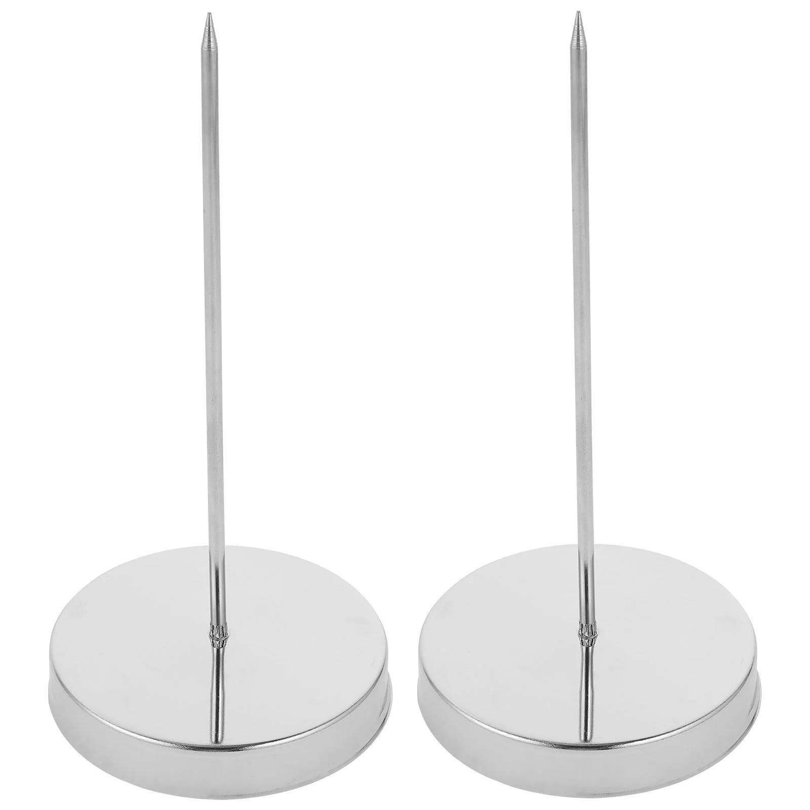 2 Pcs Receipt Spindle Bill Collector Desktop Holder Memorandum Steel Ticket Spike
