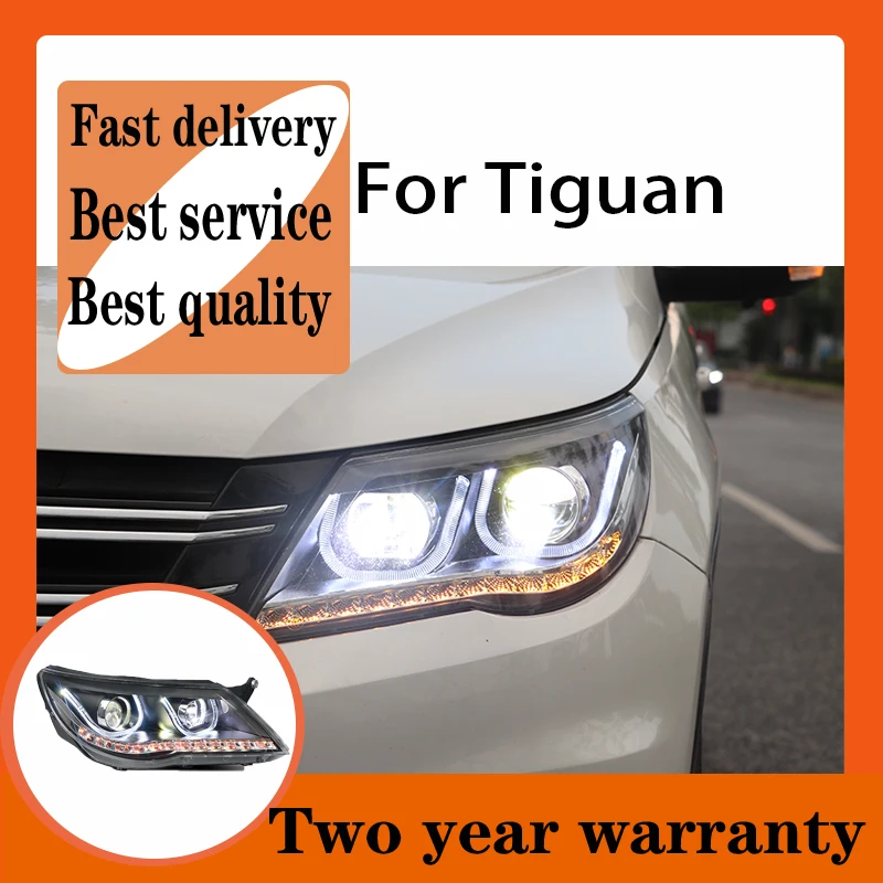 

Для VW Tiguan светодиодные фары 2009-2012 фары DRL противотуманные фары указатель поворота ближний и дальний свет ангельские глазки линзы проектора