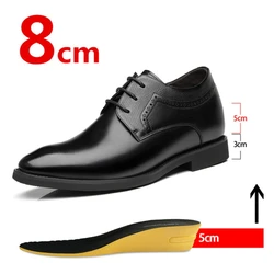 Zapatos de cuero con elevador para hombre, calzado Formal, versátil, Oxfords, negocios, boda, invierno, Primavera, 3 cm, 6 cm, 8cm