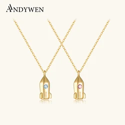 ANDYWEN 925 Sterling Silver Beyong Infinity Saturn Gold Necklace Kids Choker Women Fine Jewelry Rock Punk Chain Christmas Gift