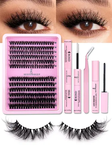DIY Clusters Lashes 40D60D Eyelash Extension Dovetail Segmented Lashes Individual Eyelashes With Lash Glue Remover