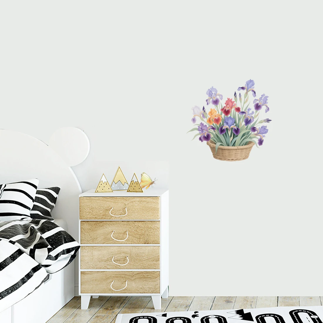 Three Ratels CAA109 Beautiful orchid basket Art Wall Decals for Home Decor Bathroom Decals