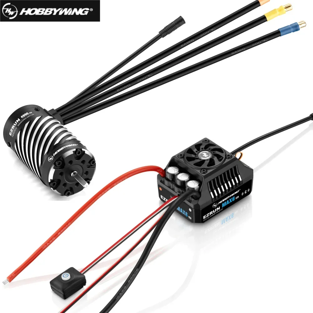 Hobbywing EZRUN MAX6 G2 200A3-8s Brushless Sensored ESC and EZRUN 4990SD1650KV/5690SD1250KV G2 Motor For1/6 Car & 1/5 Light-load