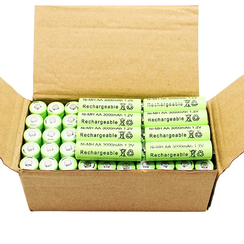 1.2V AA 3000mAh NiMH 1.2V rechargeable battery, green battery can be used for calculators, small toys, flashlights, etc