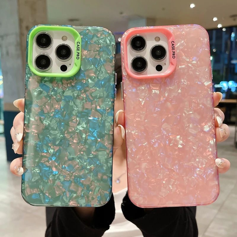 

Luxury Colorful Shell Pattern Phone Case For iPhone 11 12 13 14 15 Pro Max 15plus Shockproof Fashion Beautiful Protective Shell