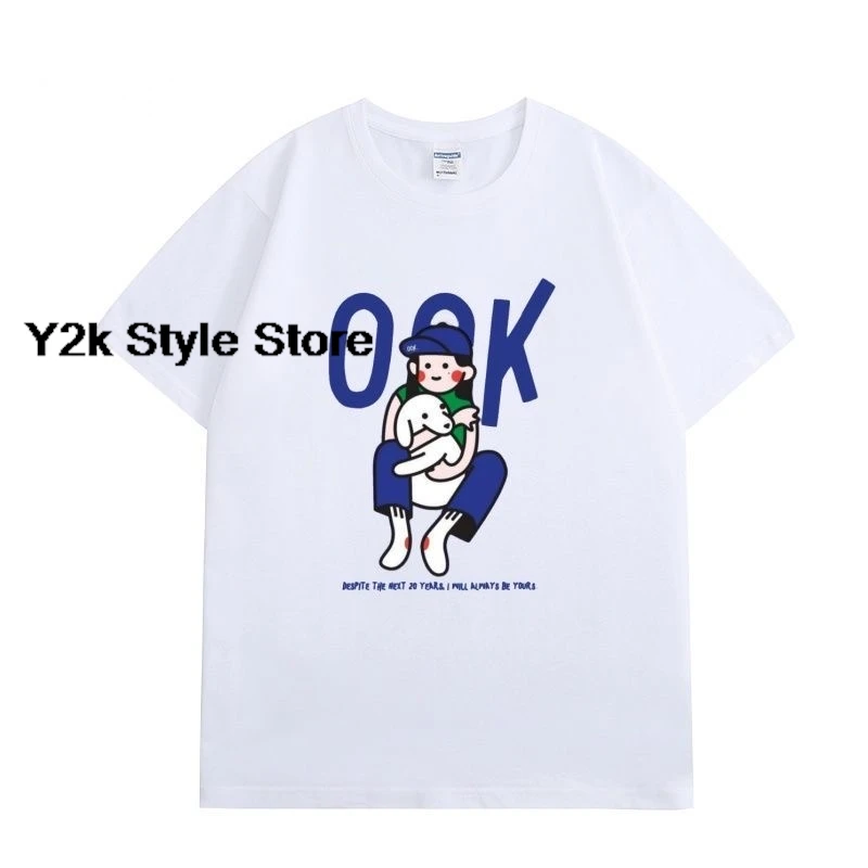 Футболка LingOrm Same TShirt Lingling Kwong Orm Fashion OOK с мультяшным принтом и надписями летняя из высококачественного хлопка коротким рукавом