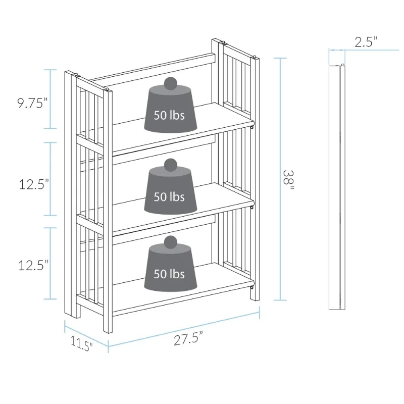 3 Tier Folding Bookcase  Espresso