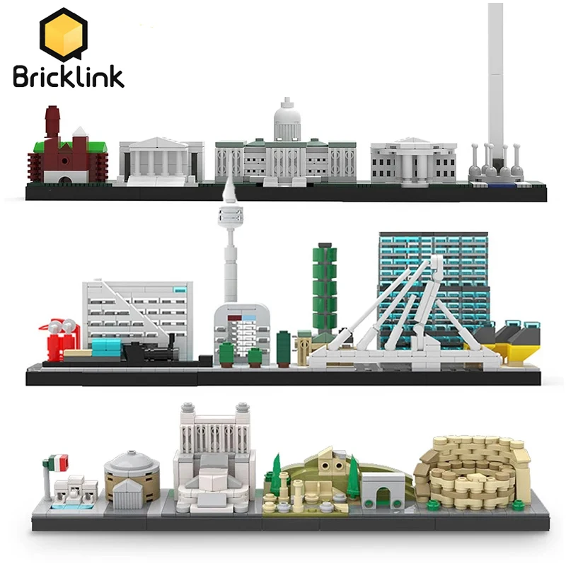 Bricklink City Skyline Saint Petersburg Rome Washington Rotterdam Kyiv Architecture Street View House Building Blocks Toys Gift