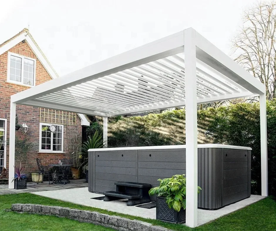 10*13FT altana zewnętrzna wodoodporna elektryczna żaluzja pergola dachowa zmotoryzowana aluminiowa pergola z zmotoryzowanym roletą