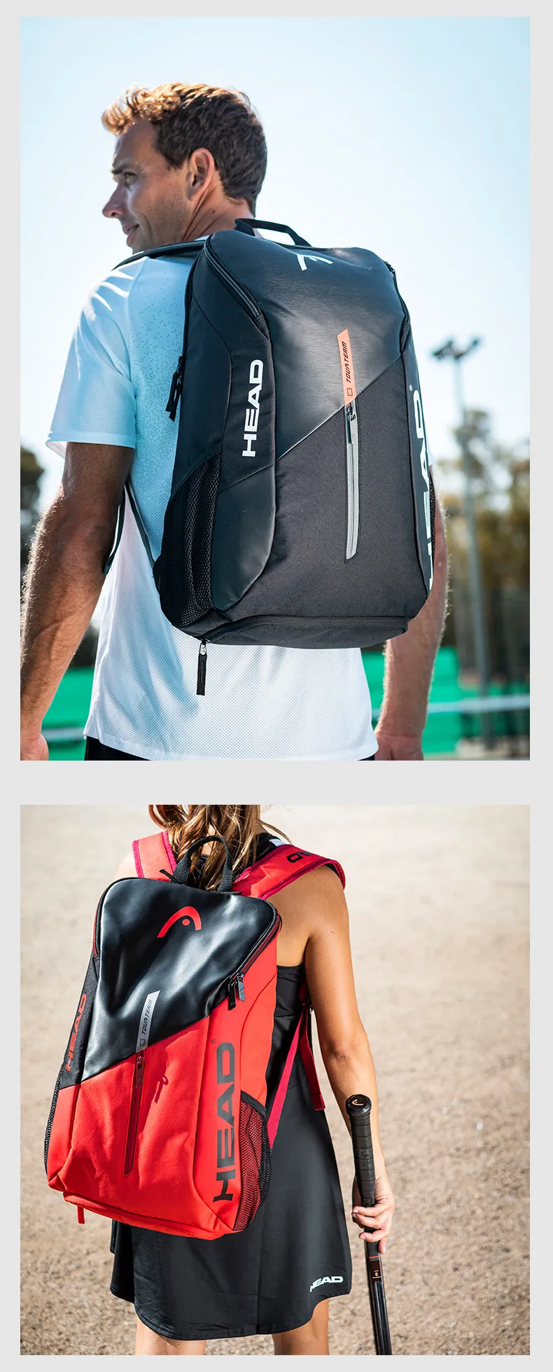 HEAD Tennisschläger-Rucksack Neu für Herren und Damen Tour Team Serie Professionelle Doppelschulter-Tennistasche – Detail 4