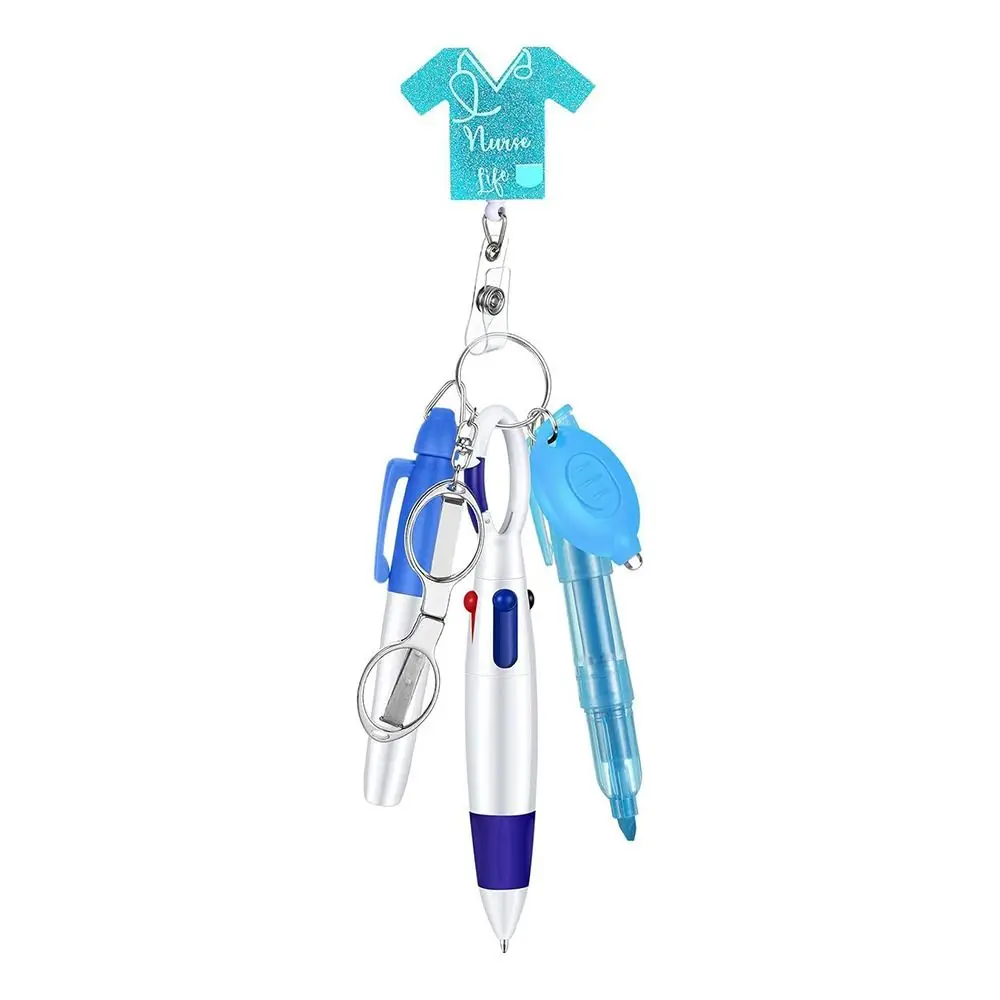 Portable Retractable Nurse Pen Pack Lanyard Portable Nurse Badge Set Keychain Nurse Badge Clip