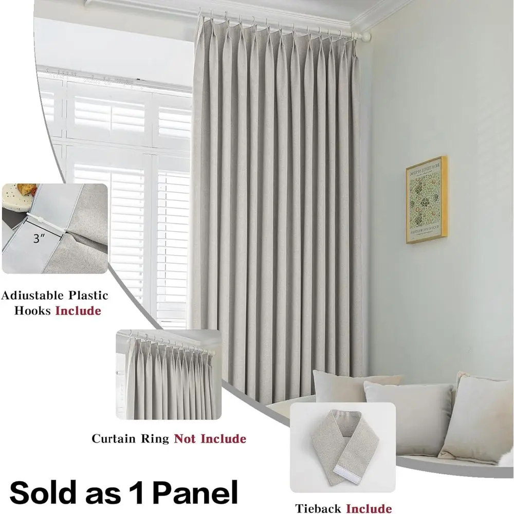 84 ستارة معزولة من الكتان الصناعي باللون الرمادي والبيج مع خطافات للباب المنزلق #4