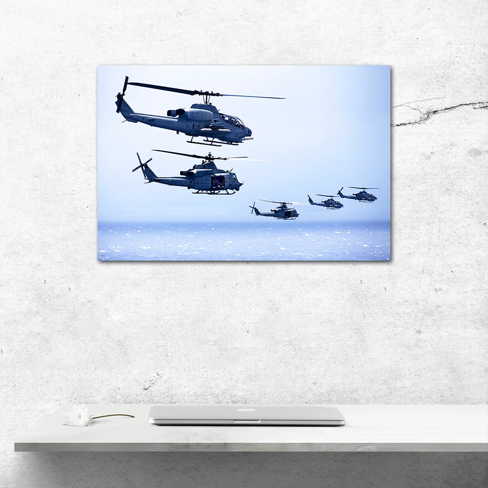 Bell AH-1W Super Cobra Attack Helicopter Poster Aircraft Picture Canvas Print Painting Wall Art For Home Living Room Decor