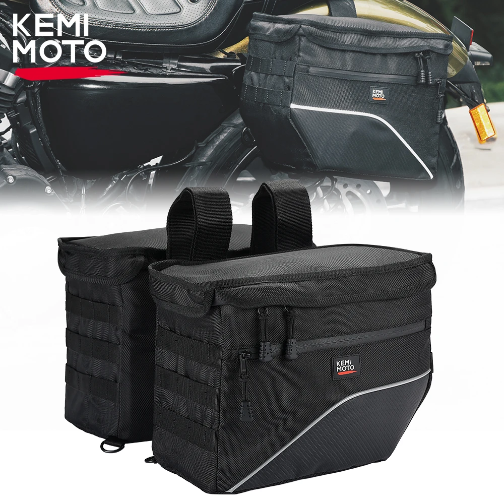 

Motorcycle Saddle Bags 26L Throw Over Saddlebag Scooter Panniers Universal for Softail Sportster Cruiser Motorbike Dirt Bike Bag