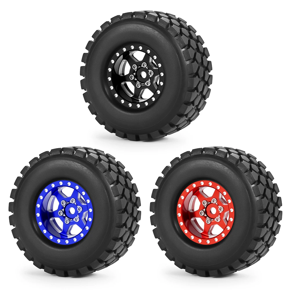 MIBIDAO 4 szt. 54mm Gumowe Opony Koła z Beadlockiem Obręcze Piasty do Axial SCX24 1/24 RC Crawler Części Zamienne Tuningowe