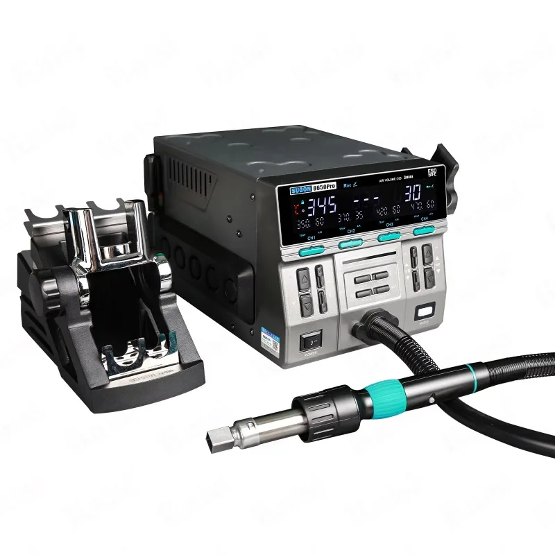 

8650 Pro Curved Digital Adjustable Electric Soldering Iron Desoldering Hot Air Gun Smd Bga Rework Soldering Station