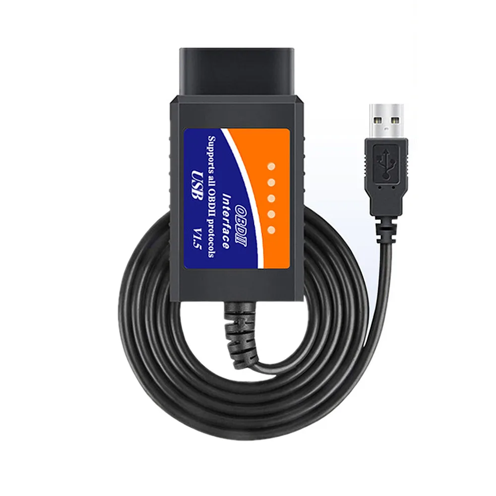 USB Interface ELM327 V 1.5 Chip Code Scanner Diagnostic OBD-II Protocols Read/Delete Fault Code CAN-BUS Multi-Cars